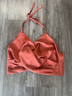 Express Halter Wrap Crop Top in Rust, Medium